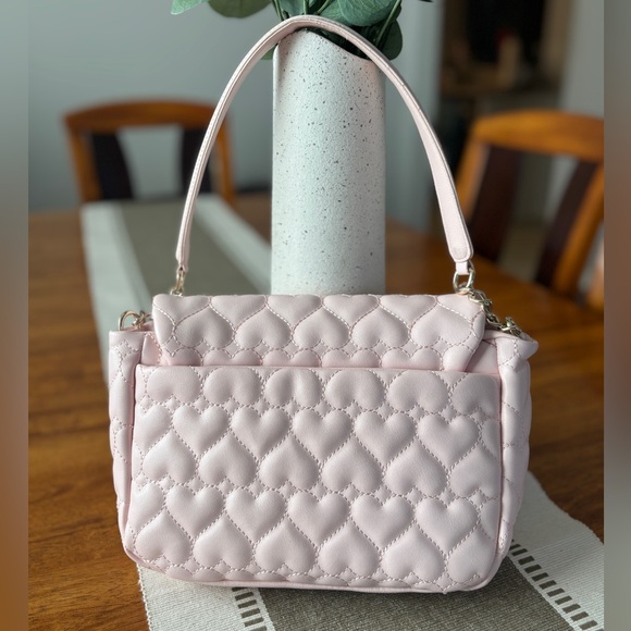 Juicy Couture Powder Pink Quilted Heart Bag Flawless Flap  Shoulder Bag - Picture 3 of 6